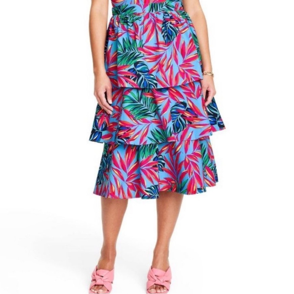 NWT Tabitha Brown for Target tiered tropical floral skirt